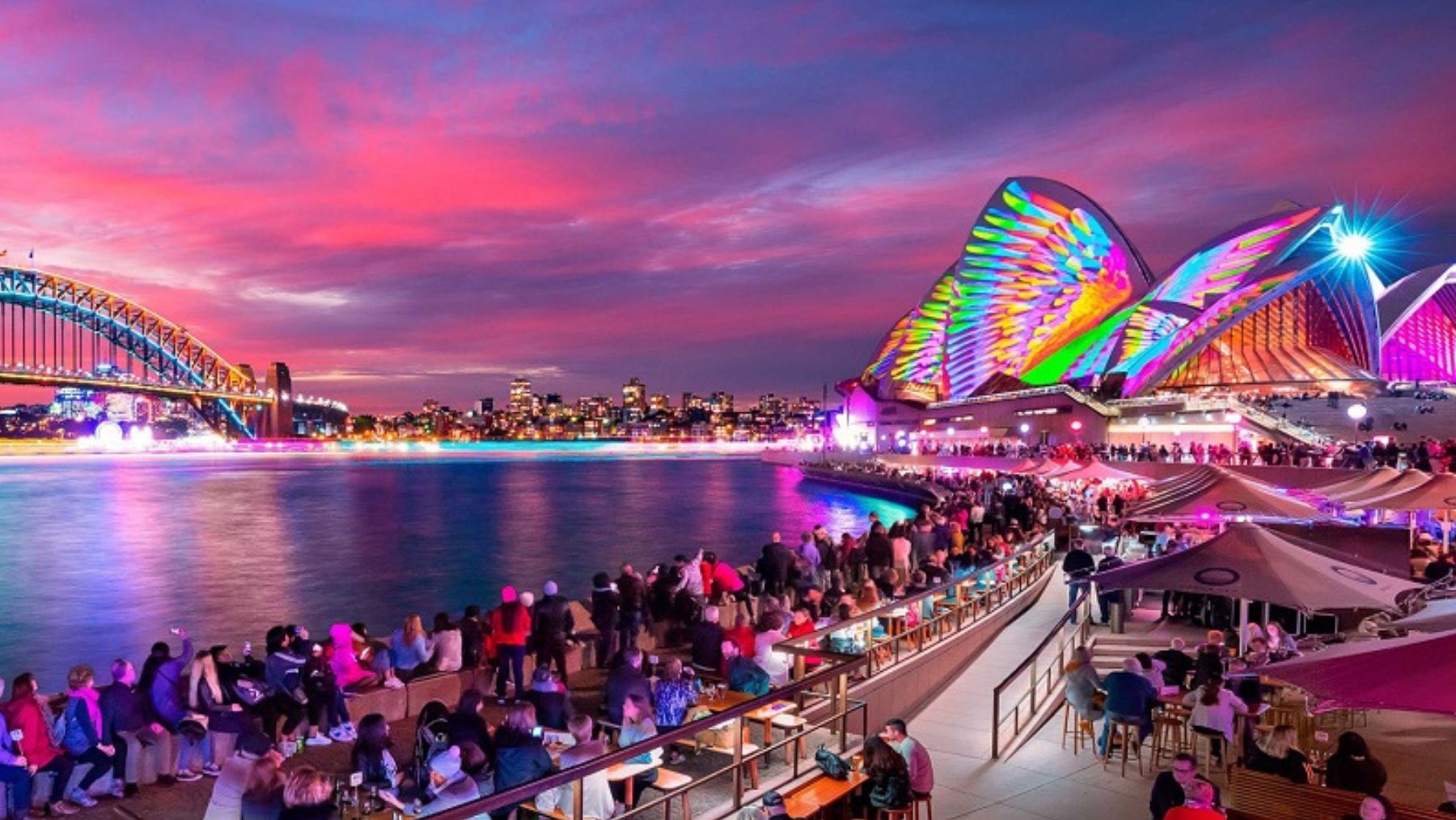Bright lights illuminate the opera house during Vivid Sydney 2024