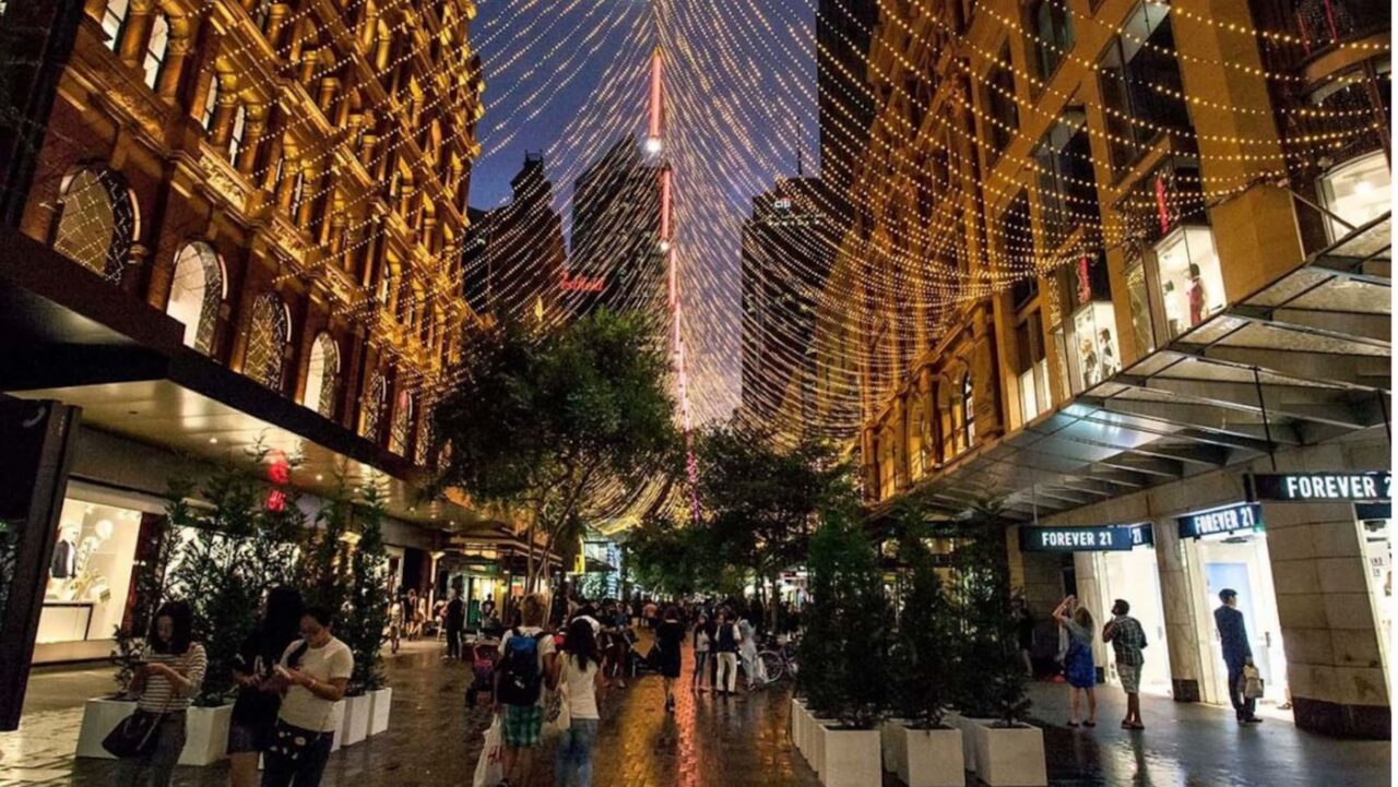Christmas lights in Martin Place