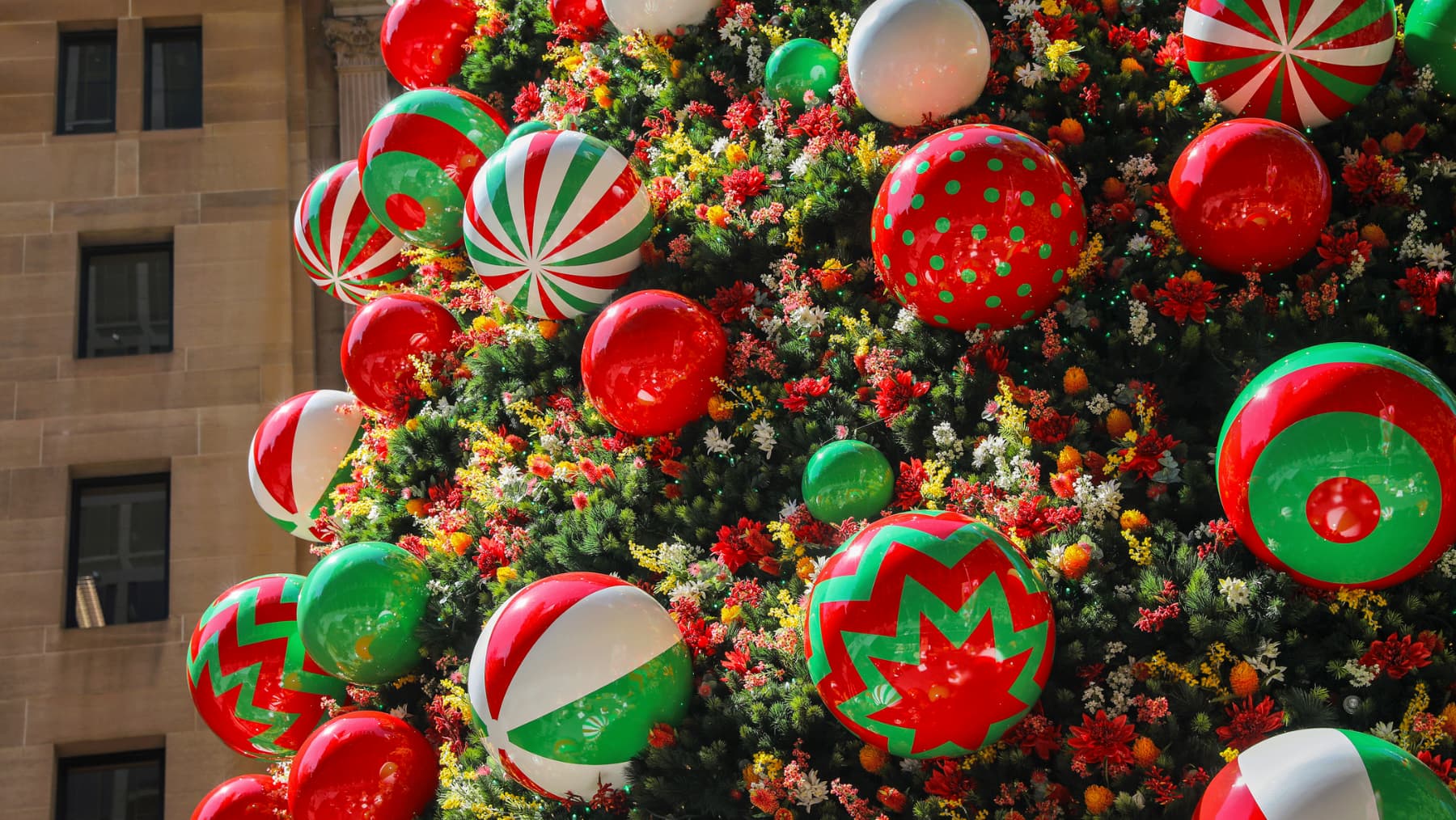 Baubles on a Christmas tree
