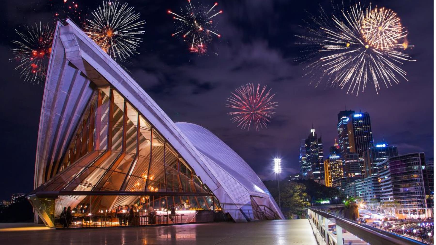 Fireworks over the Sydney Opera House on New Year's Eve.