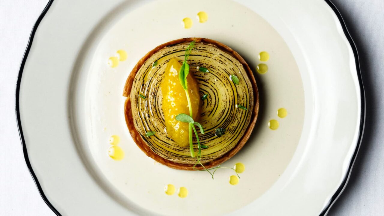 a plate of food on a white plate