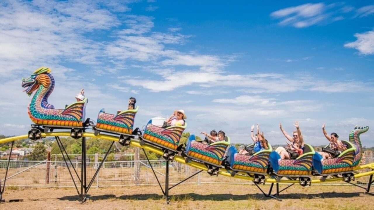 Families enjoyed a rollercoaster at one of the Australia Day events in Sydney at Bella Vista Farm.