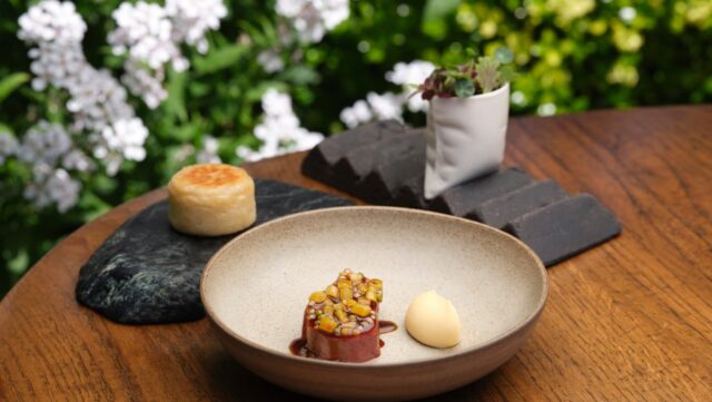 a plate of lamb on a table
