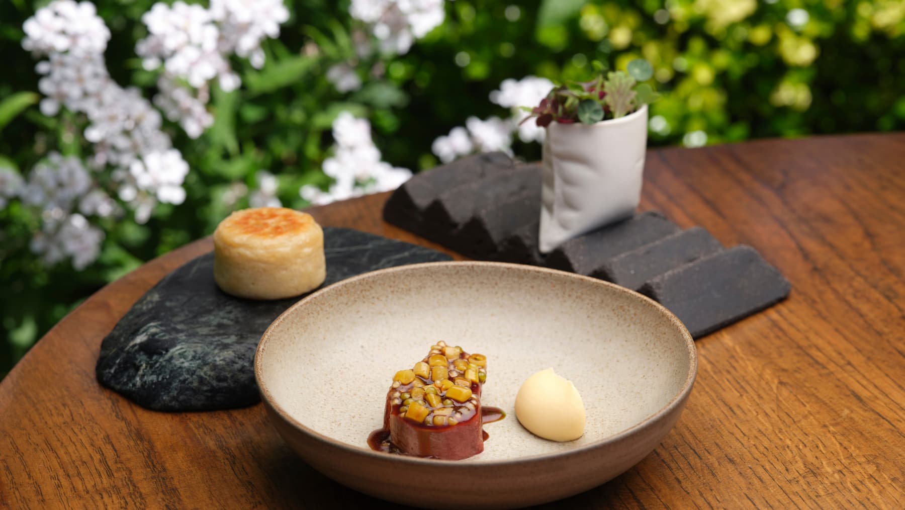 a plate of lamb on a table