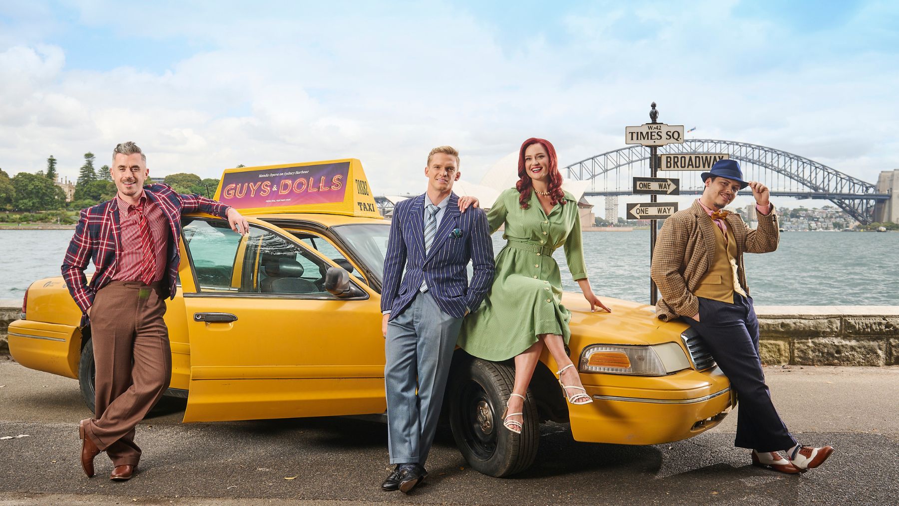 Cody Simpson stars alongside Bobby Fox, Annie Aitken, Angelina Thomson and Jason Arrow in Handa Opera on Sydney Harbour: Guys & Dolls. Image supplied.
