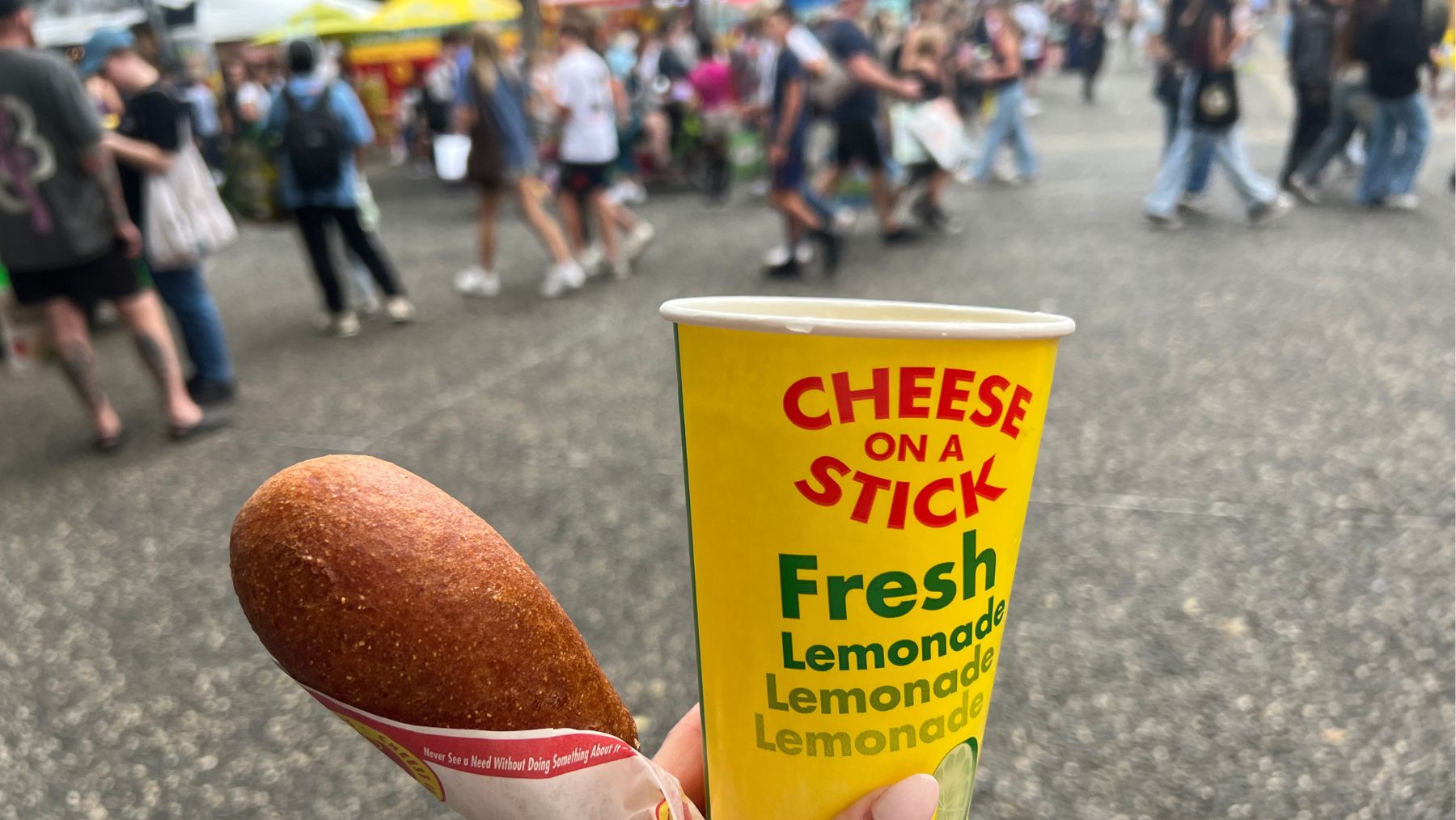 Cheese on a stick and lemonade