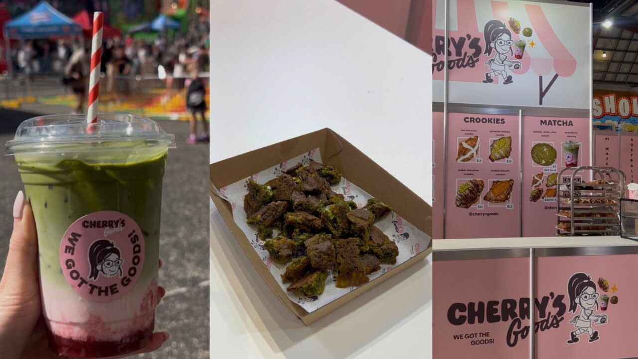 a strawberry matcha and matcha cookie