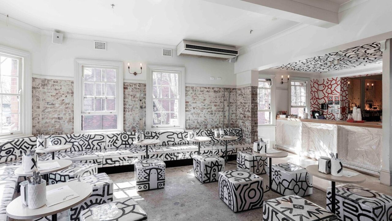 the funky interior of the Dolphin Hotel