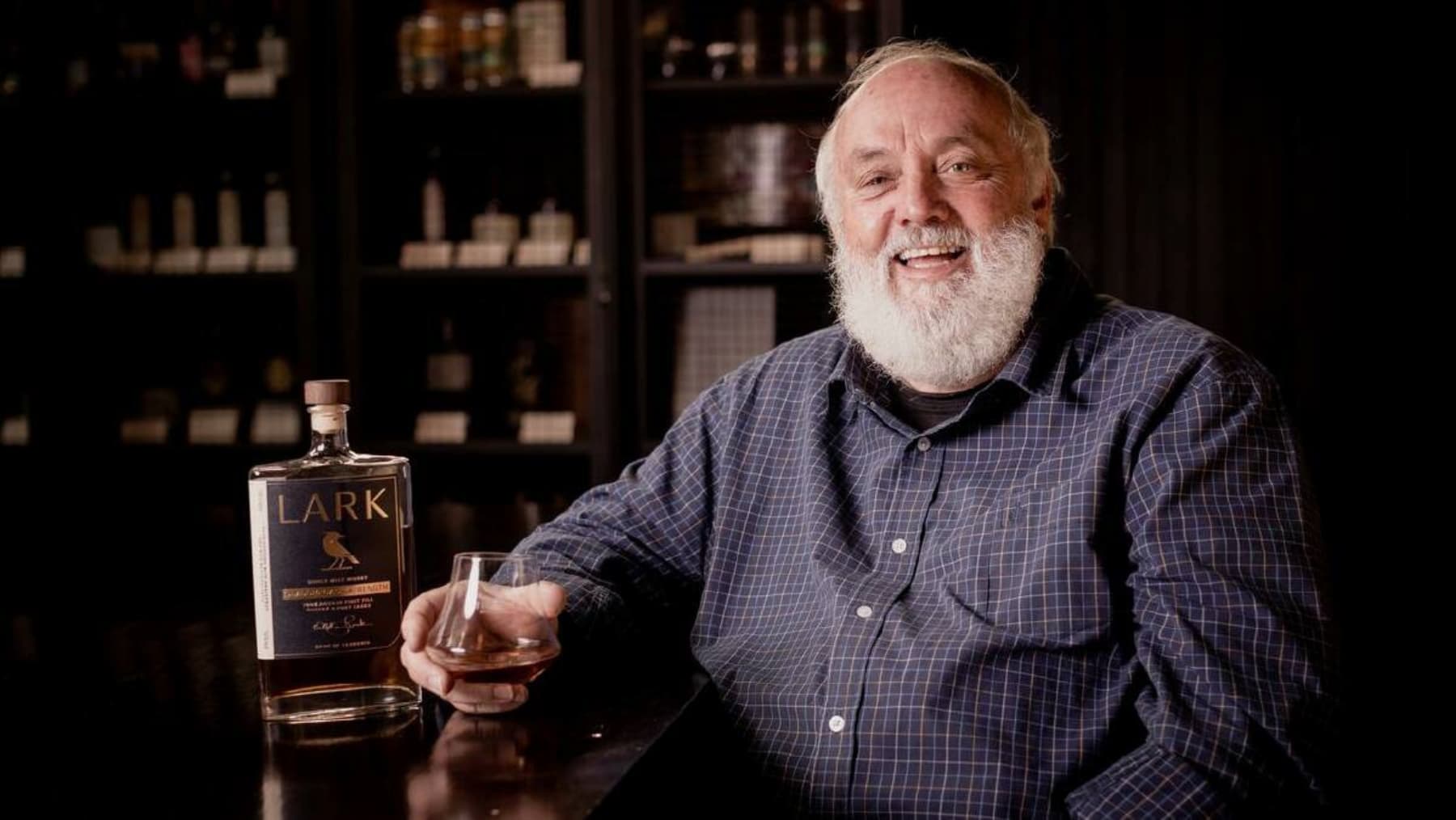 Bill Lark with a bottle of Lark