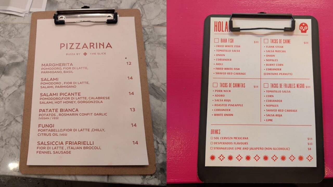 Menus at Hay St Market