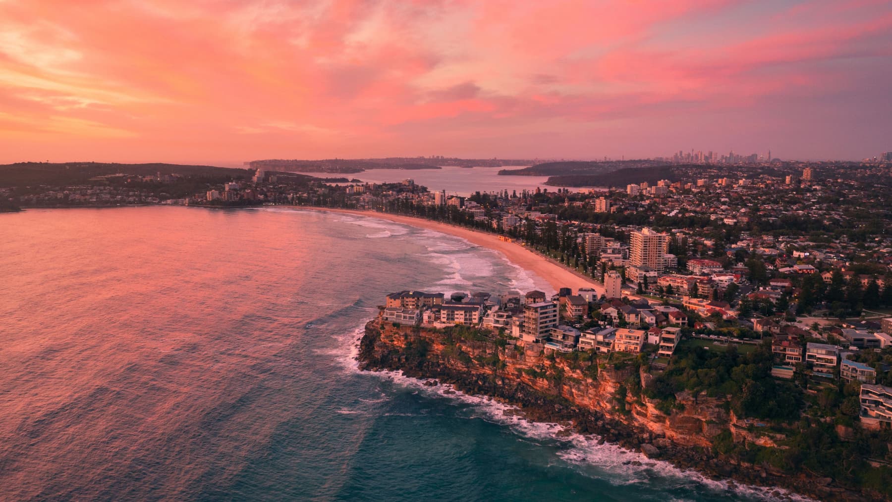 The sunset over Manly Beach