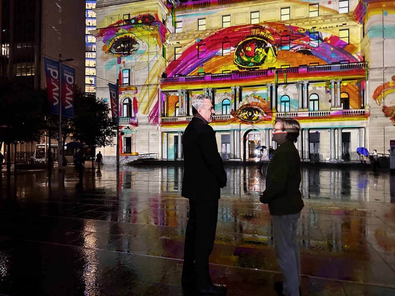 Festival Director of Vivid Sydney is Gill Minervini and Tourism Minister Stephen Kamper