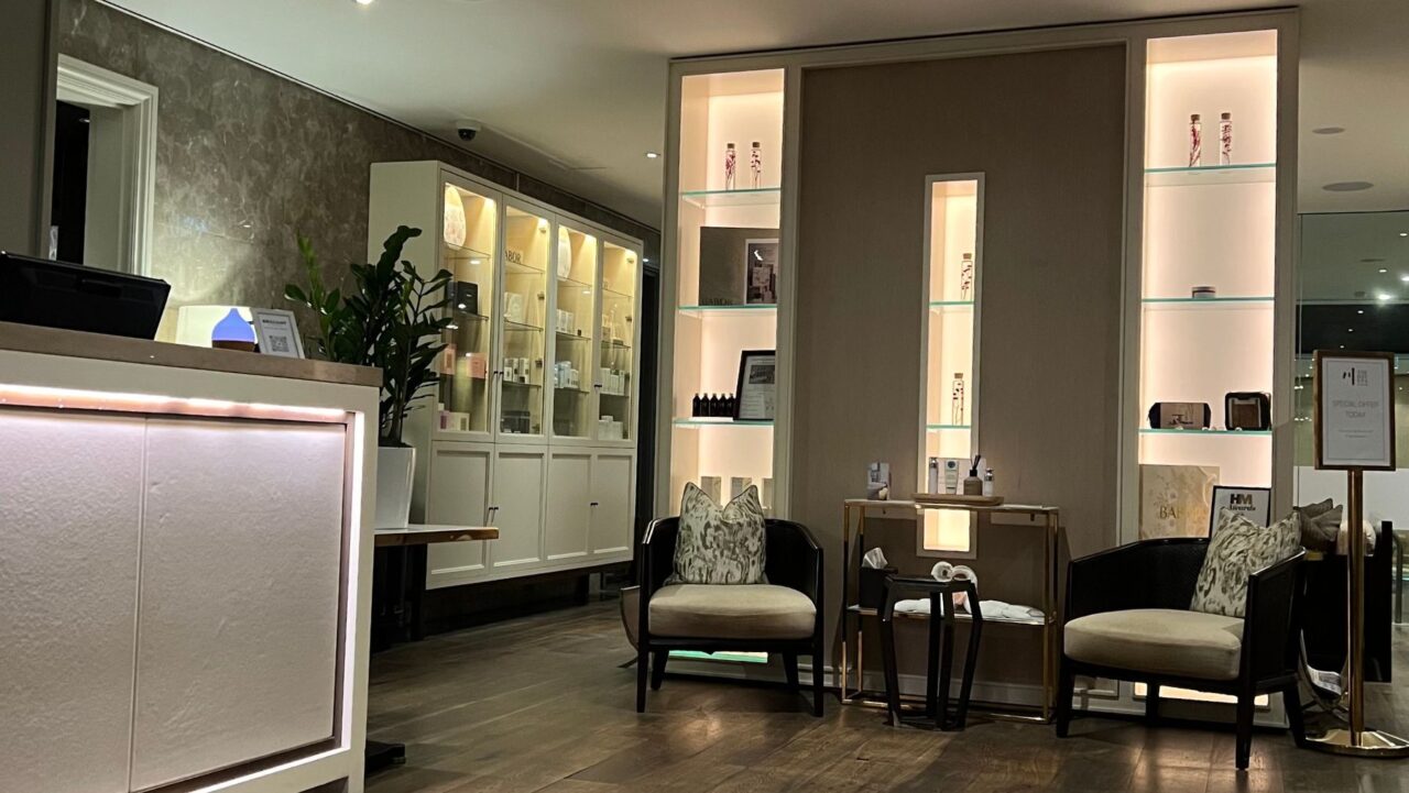 The waiting room in the Langham Spa