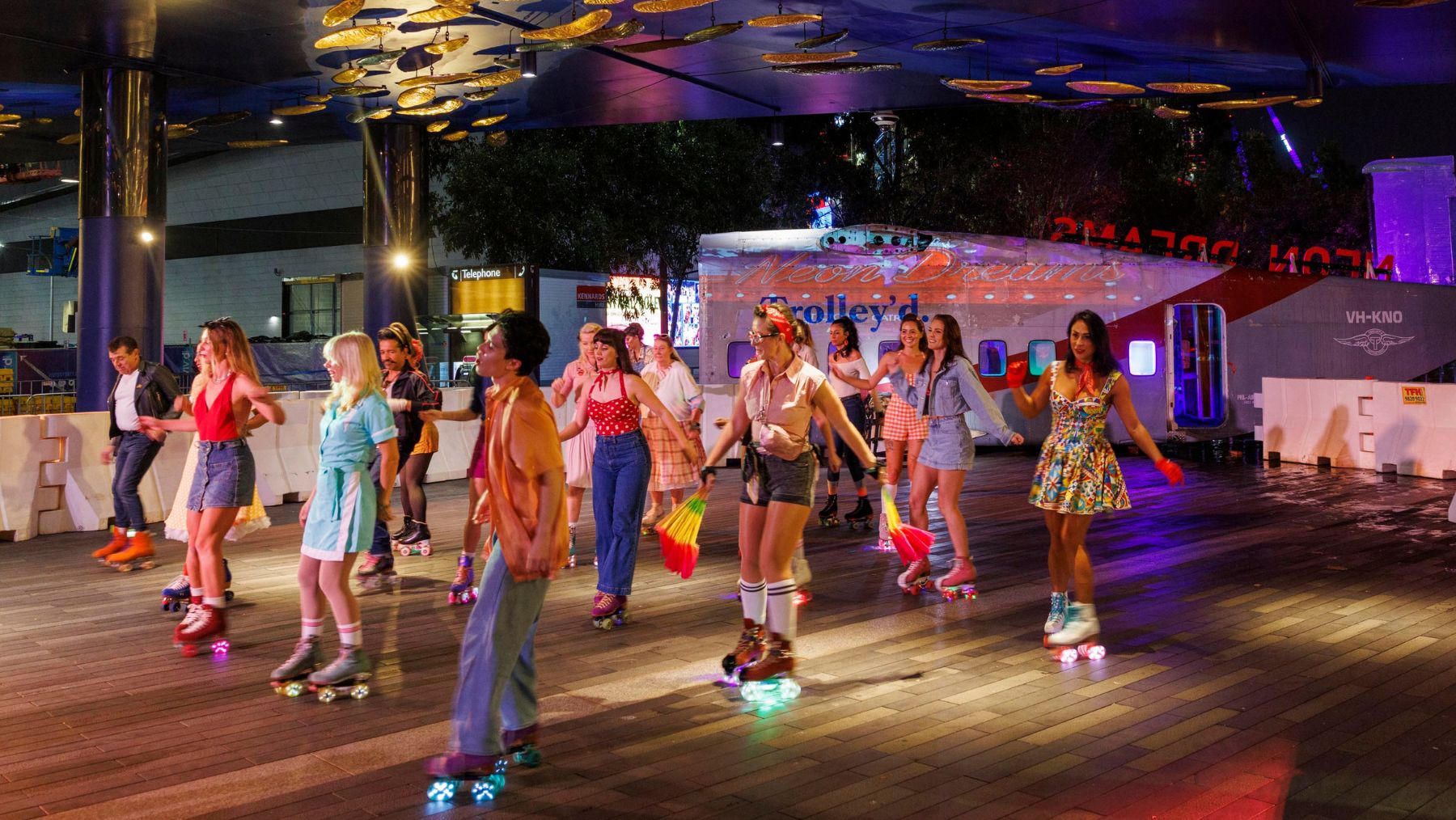 Neon Dreams rollerskating at Vivid Sydney 2025.