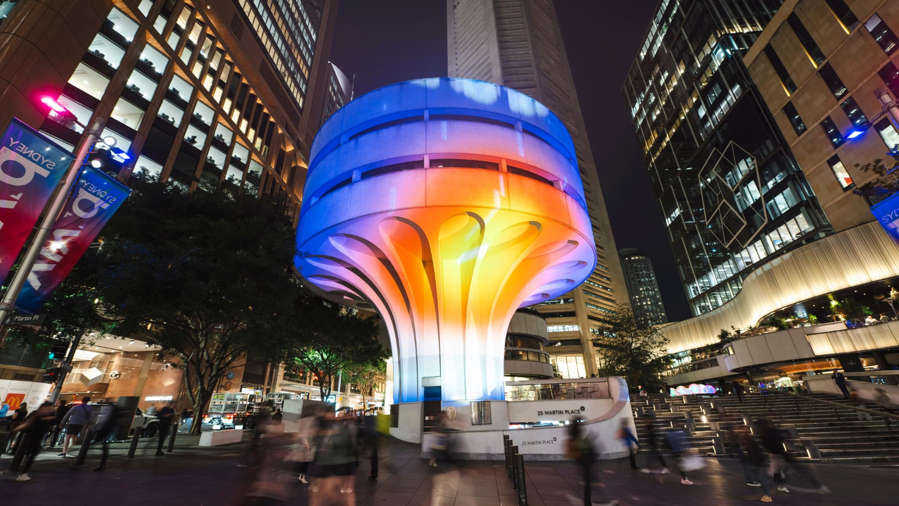 The CTA Building lit up for Vivid Sydney 2025