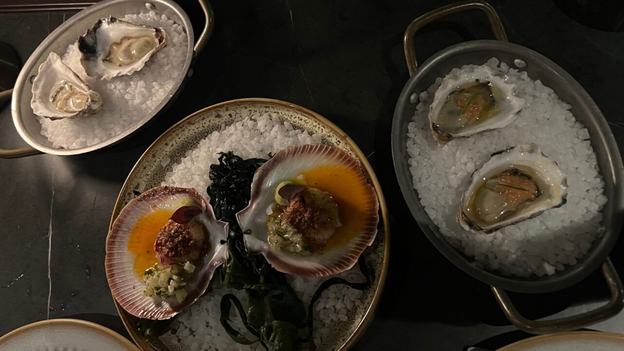 Baked scallops and oysters