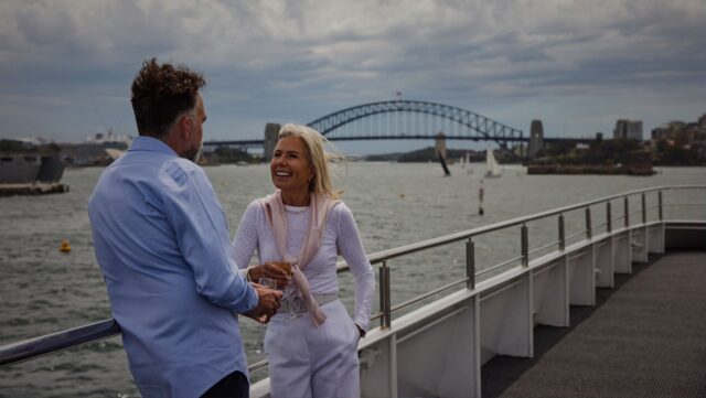 Captain Cook Cruises Harbour Lunch with a couple and the Sydney Harbour Bridge