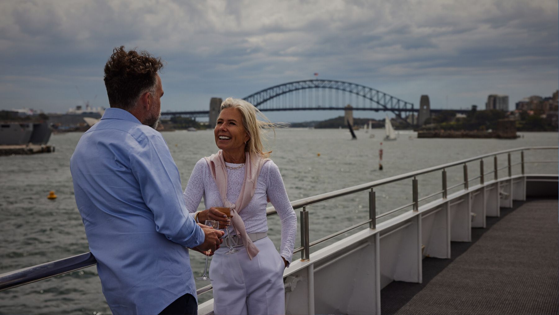 Captain Cook Cruises Harbour Lunch with a couple and the Sydney Harbour Bridge