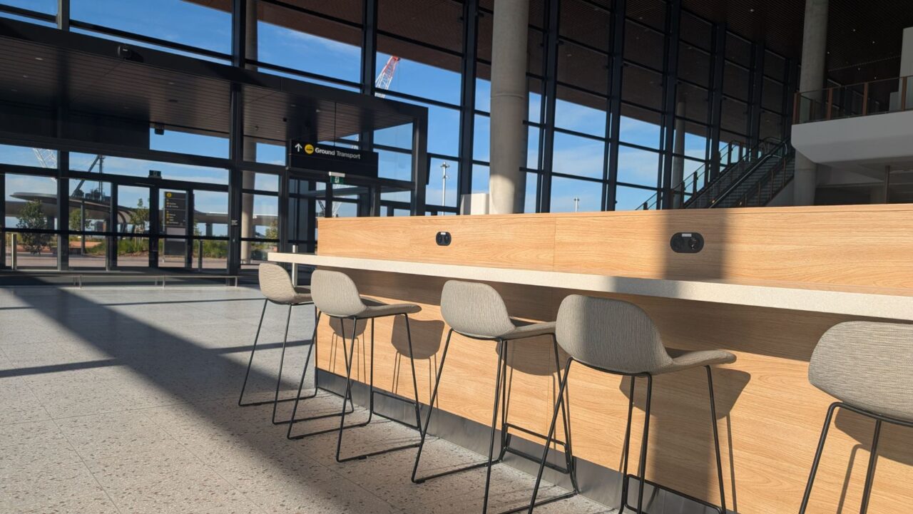A seating area in the Western Sydney Airport