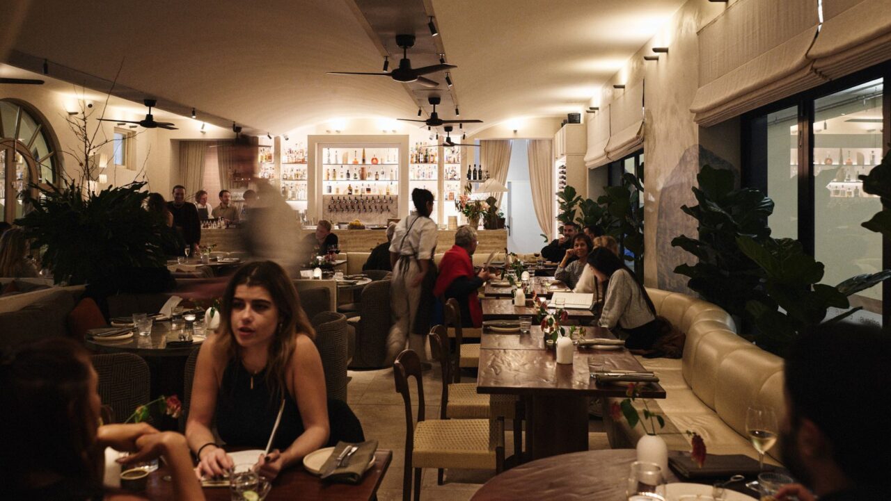 Etheus Bondi Greek restaurant interior is sleek and soft