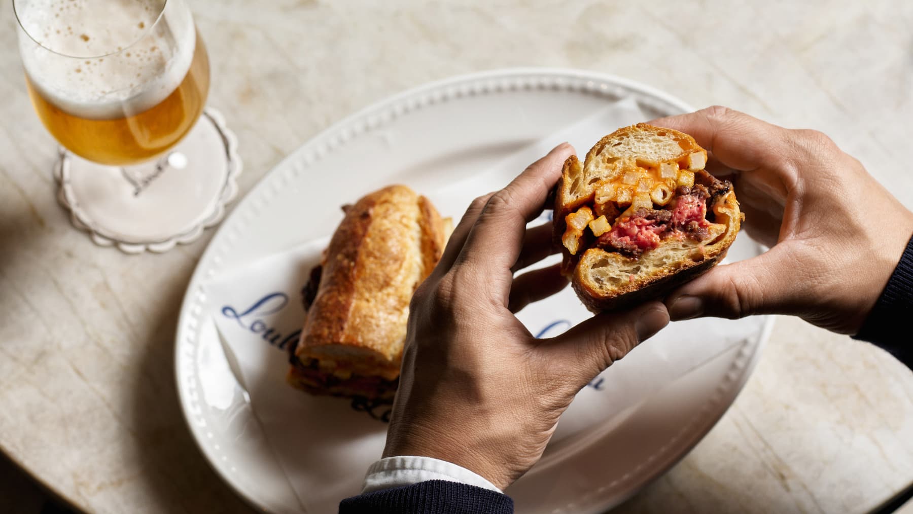 Loulou Bistro Martin Place has a steak sandwich on the menu.