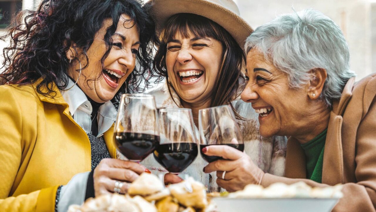 Horizontal Festival Bowral festivalgoers with wine