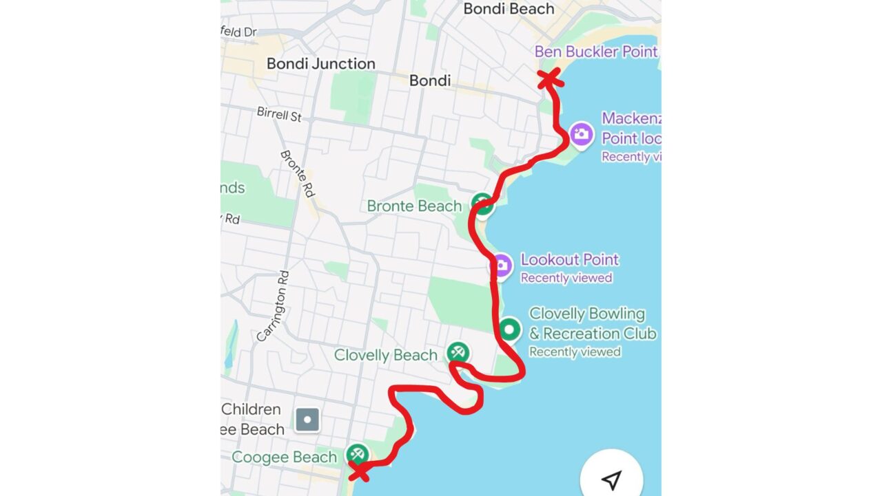 The route from Bondi to Coogee