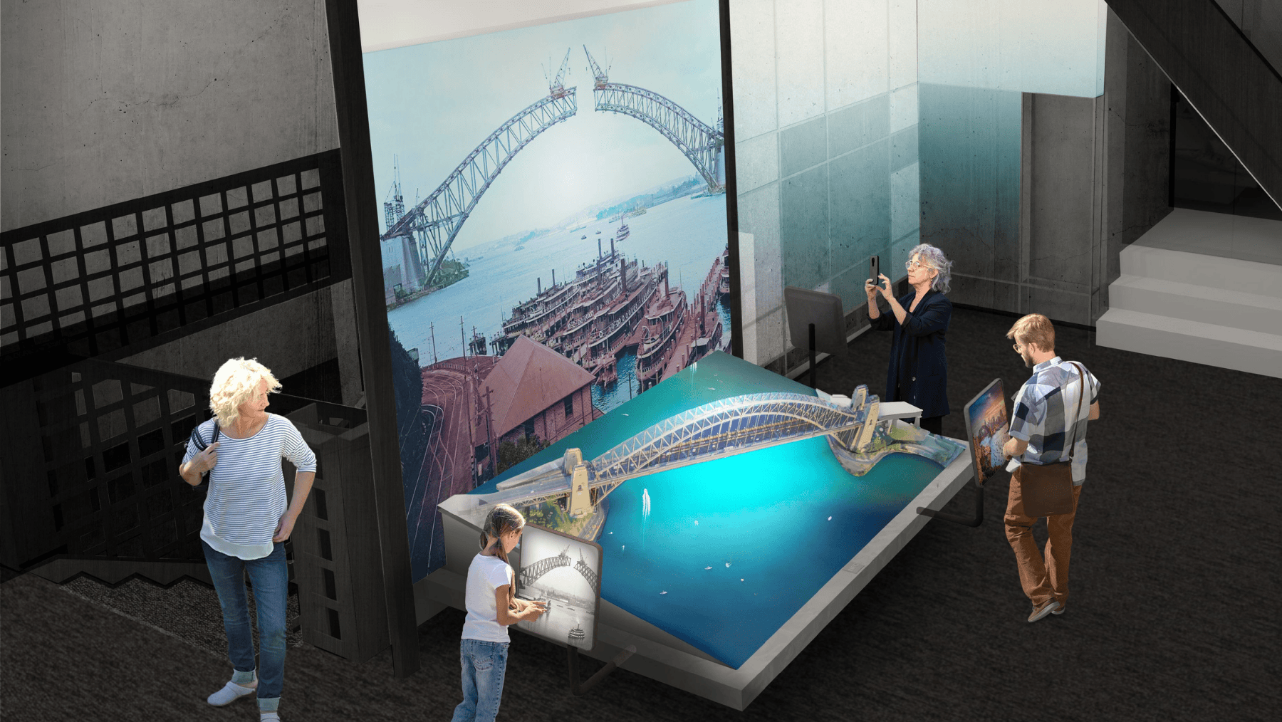 An augmented reality display of the Sydney Harbour Bridge