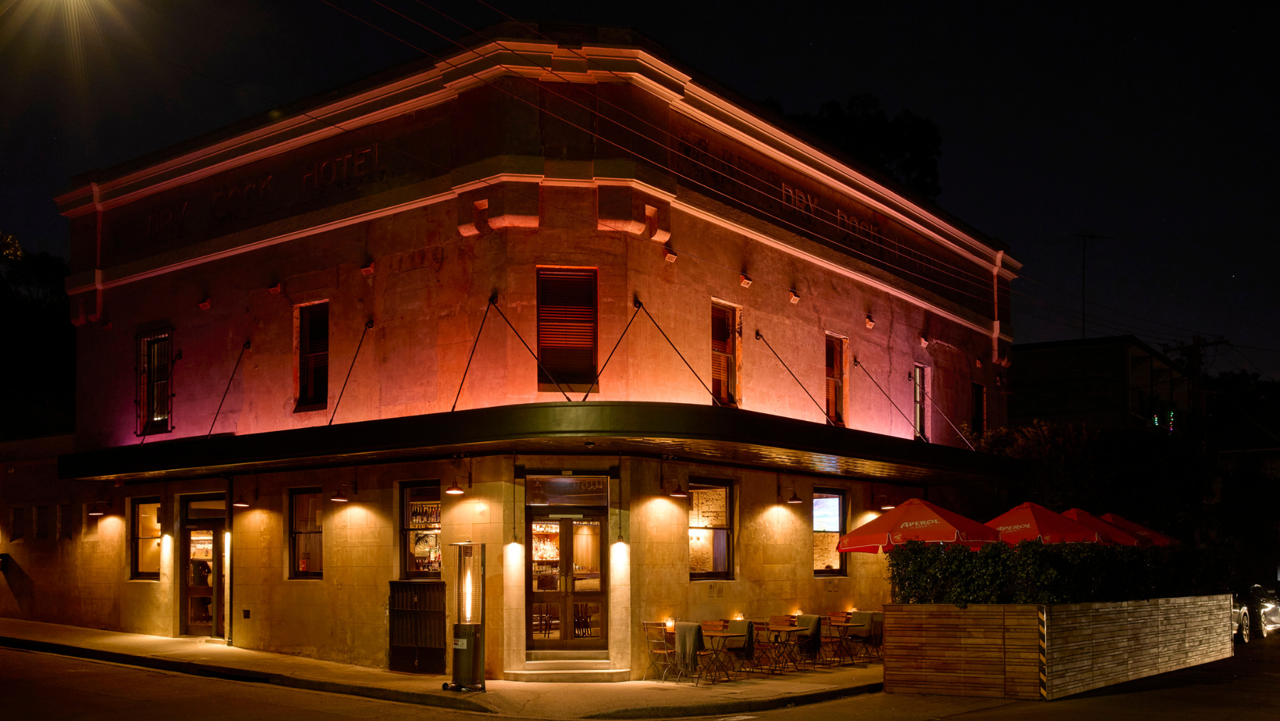 The Dry Dock Public House and Dining at night