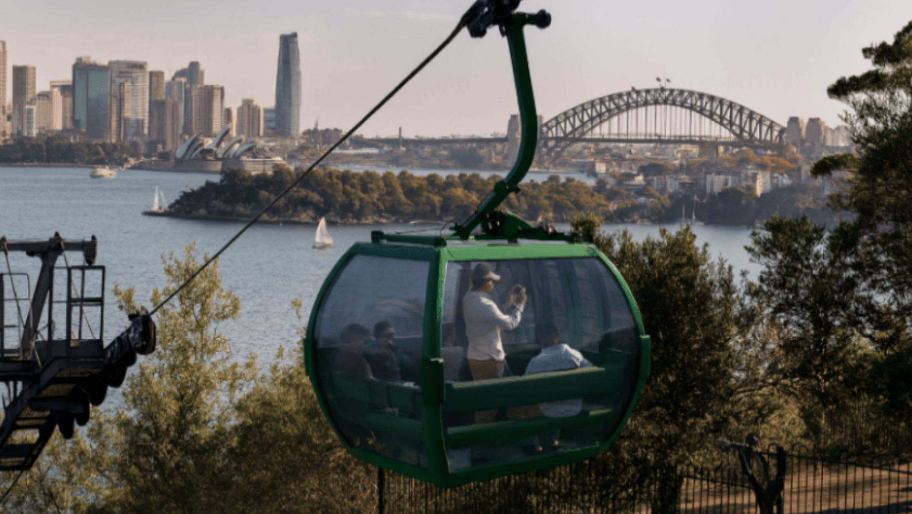 Taronga Zoo Sky Safari artists impression with harbour bridge in distance