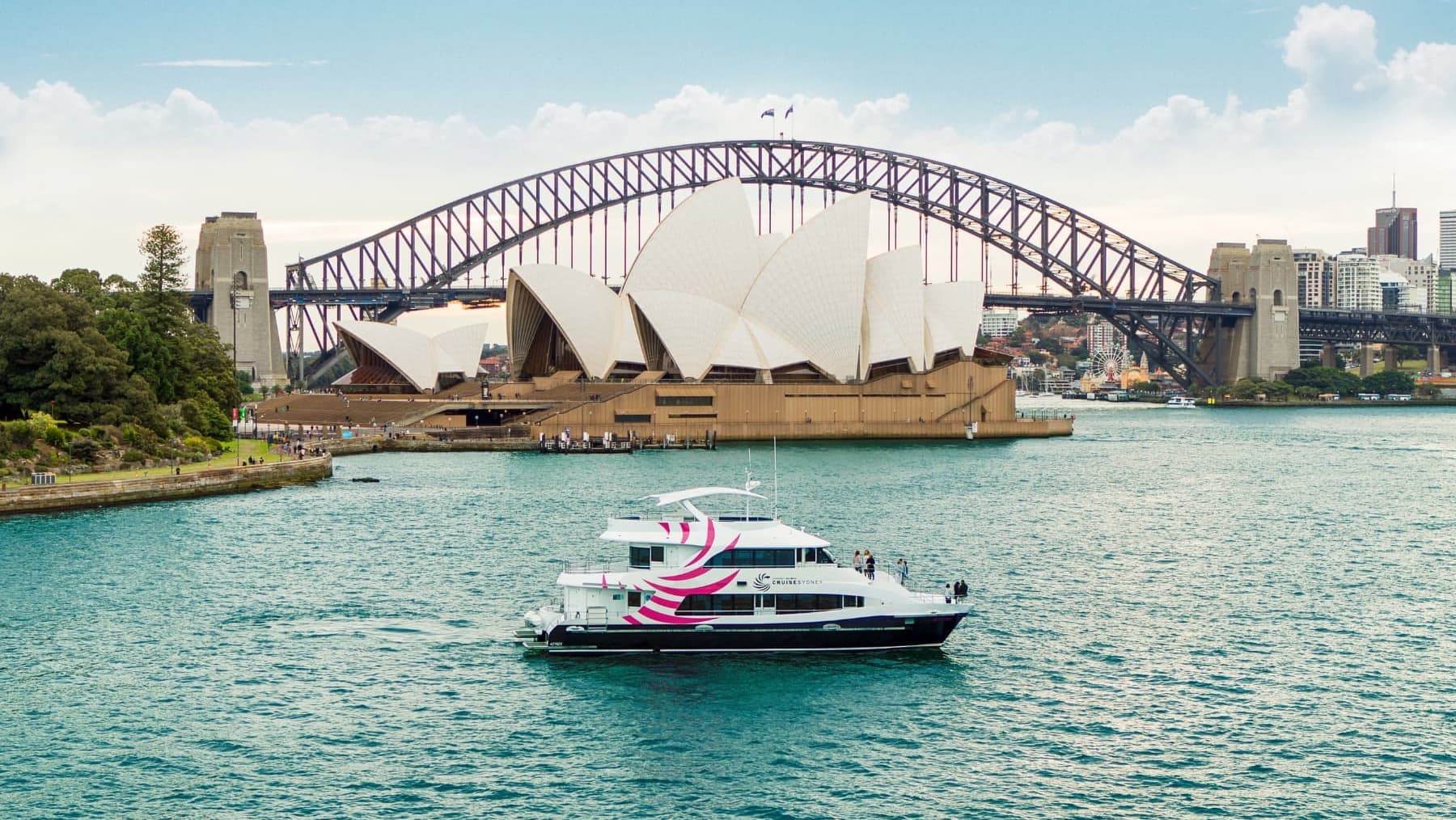 Journey Beyond ship with the Sydney Harbour Bridge and Sydney Opera House in the background