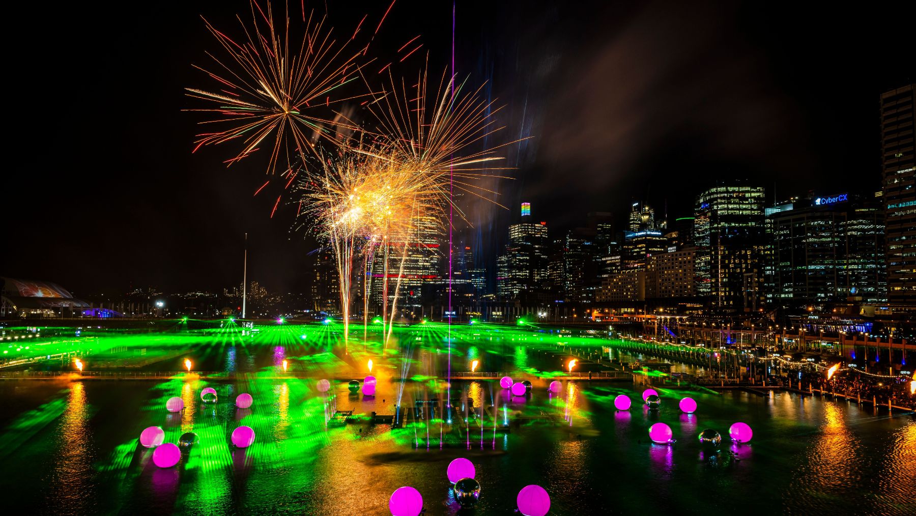 Vivid Sydney Cockle Bay fireworks